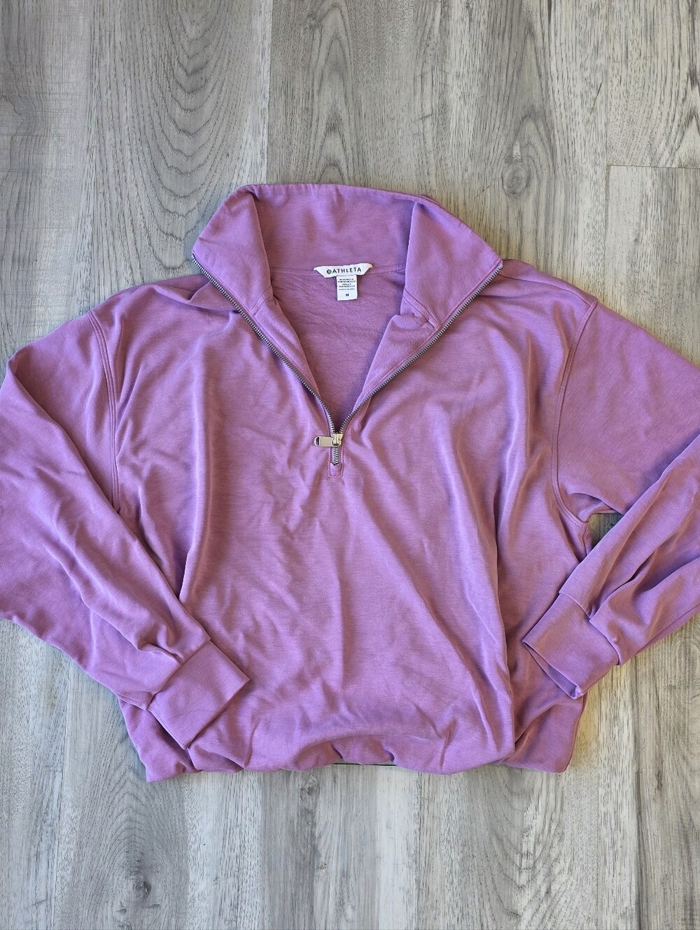 Athleta Seasoft Quarter Zip Bubble Hem Sweatshirt Purple Medium